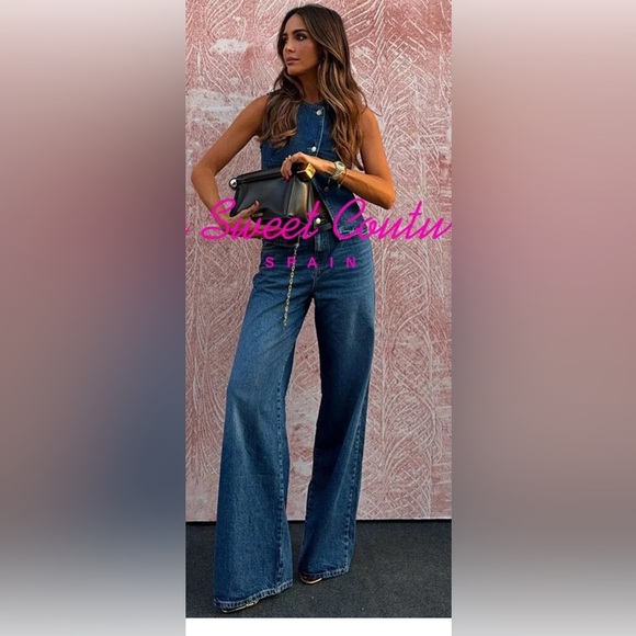 Zara MID-RISE Z1975 WIDE LEG BELTED JEANS - Picture 7 of 7